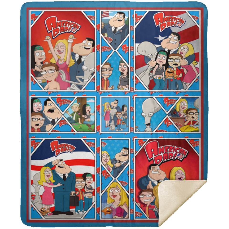American Dad Blanket, American Dad TV Series Fleece, Sherpa Blanket - MSHM Premium Mink Sherpa Blanket 50x60