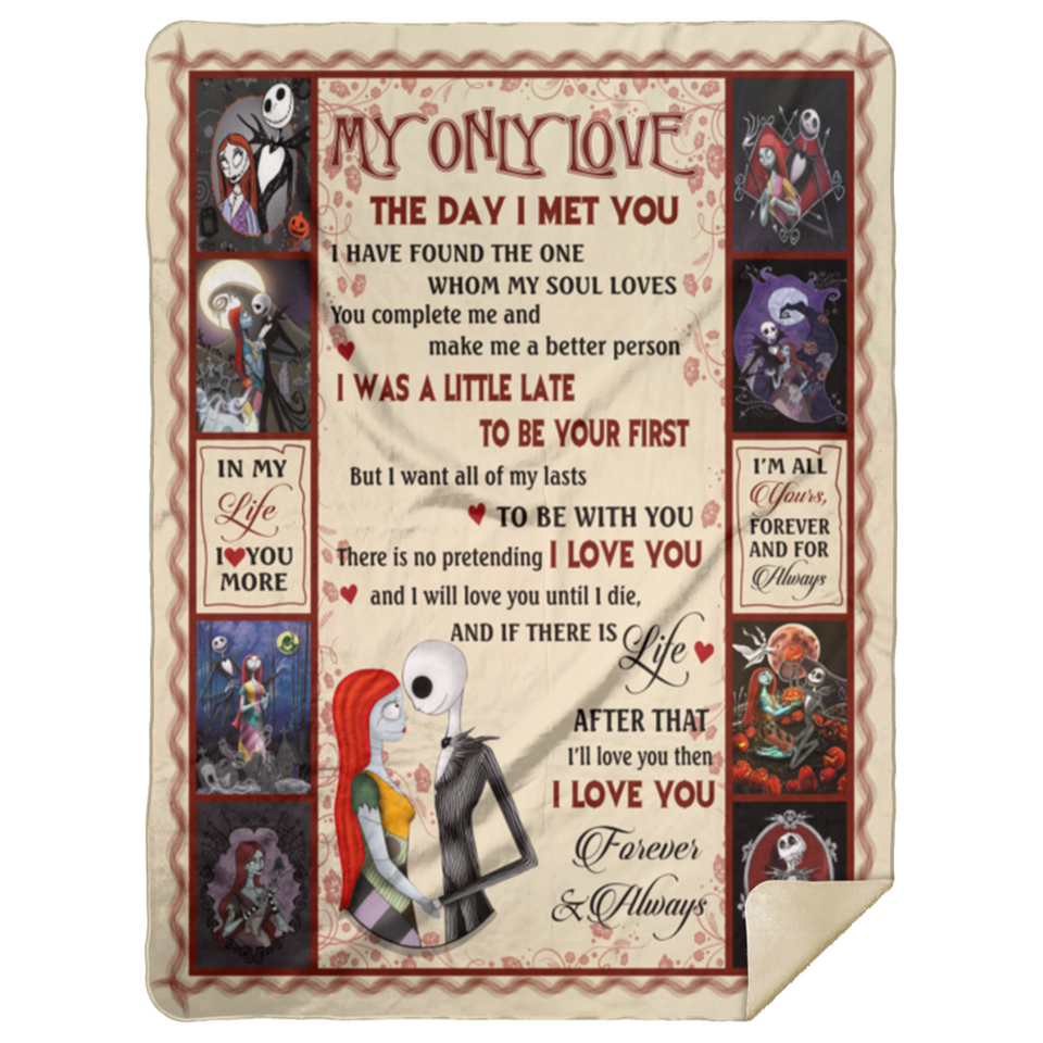 Jack and Sally Blanket, My Only Love Fleece, Sherpa Blanket Valentine's Gift -  MSHL Premium Mink Sherpa Blanket 60x80