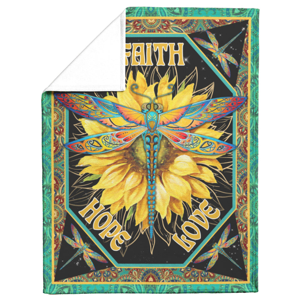 Dragonfly Faith Hope Love Blanket copy