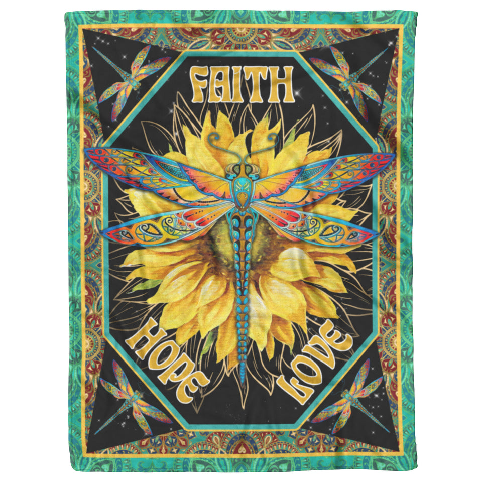 Dragonfly Faith Hope Love Blanket copy