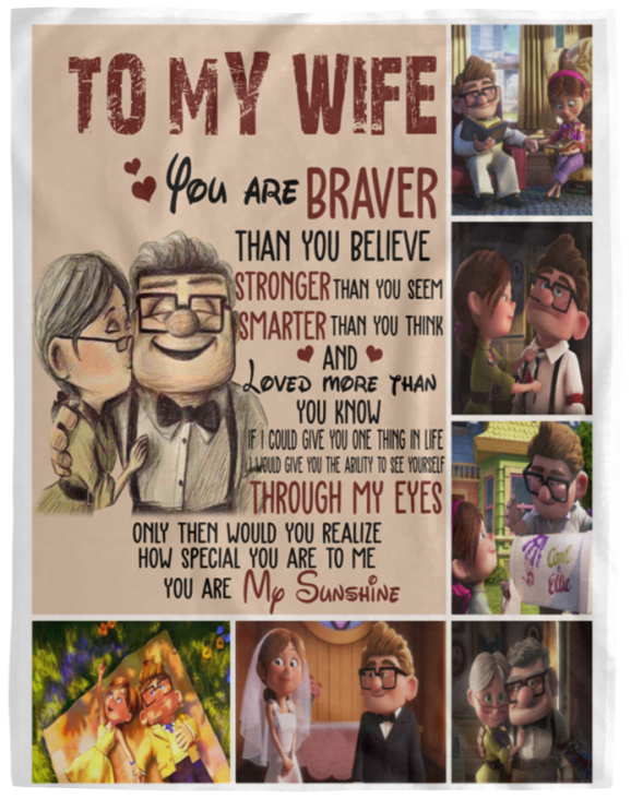 Mr.Jyotis Carl Ellie to My Wife You're Braver Than You Believe Quilt Blanket for Wife from Husband Blanket Gifts to My Wife Blanket Mother's Day Blanket, Fleece Blanket - VPL Cozy Plush Fleece Blanket - 60x80