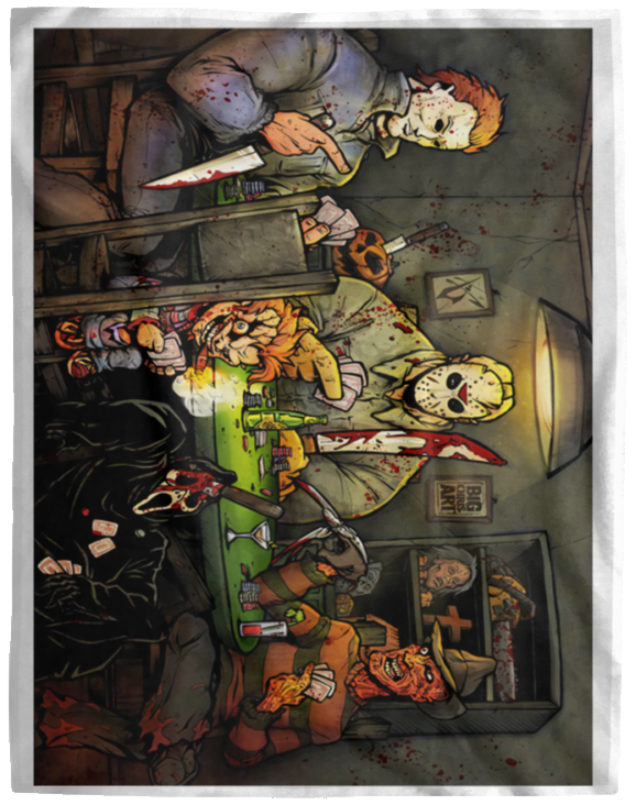 Big Chris Art Blanket, Big Chris Art - Slasher Blanket, Slasher Playing Poker - Art Blanket - Cozy Plush Fleece Blanket - 80"x60"