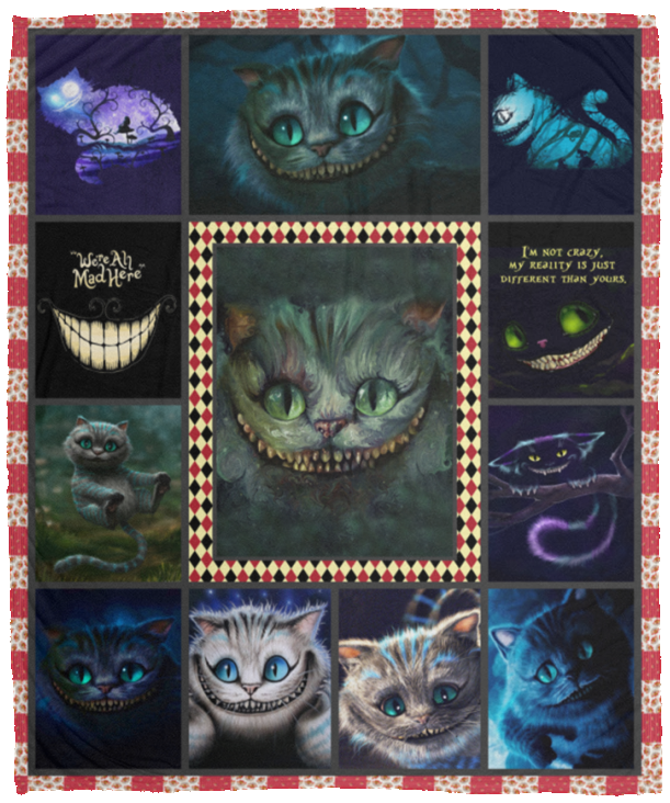 Cheshire Cat Blanket, Alice In Wonderland Fleece, Sherpa Blanket - VPM Cozy Plush Fleece Blanket - 50x60