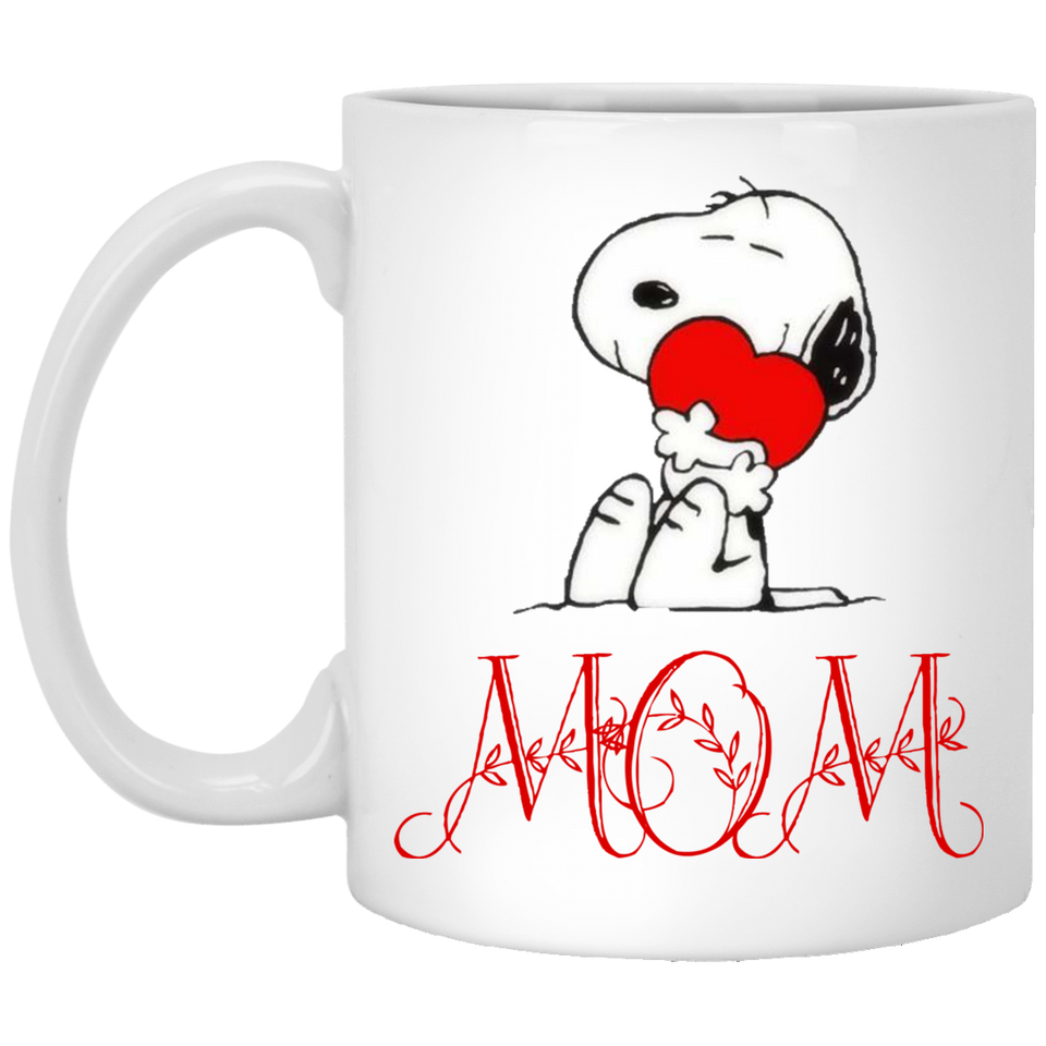 Snoopy - Mom Snoopy Dog Coffee Cup Mom Mother's Day Puppy Animal Dog Lovers Gift For Wife, Husband, Mom, Dad 11Oz b