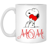 Snoopy - Mom Snoopy Dog Coffee Cup Mom Mother's Day Puppy Animal Dog Lovers Gift For Wife, Husband, Mom, Dad 11Oz b