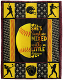 Softball Lover, Love Softball, She's Sunshine Mixed with a Little Hurricane Blanket, Fleece, Sherpa Blanket - VPL Cozy Plush Fleece Blanket - 60x80