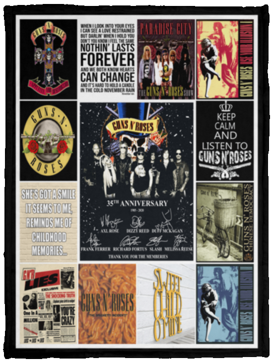 Guns N' Roses Blanket Guns N' Roses For Fans Quilt Fleece Sherpa Blanket - VPS Cozy Plush Fleece Blanket - 30x40