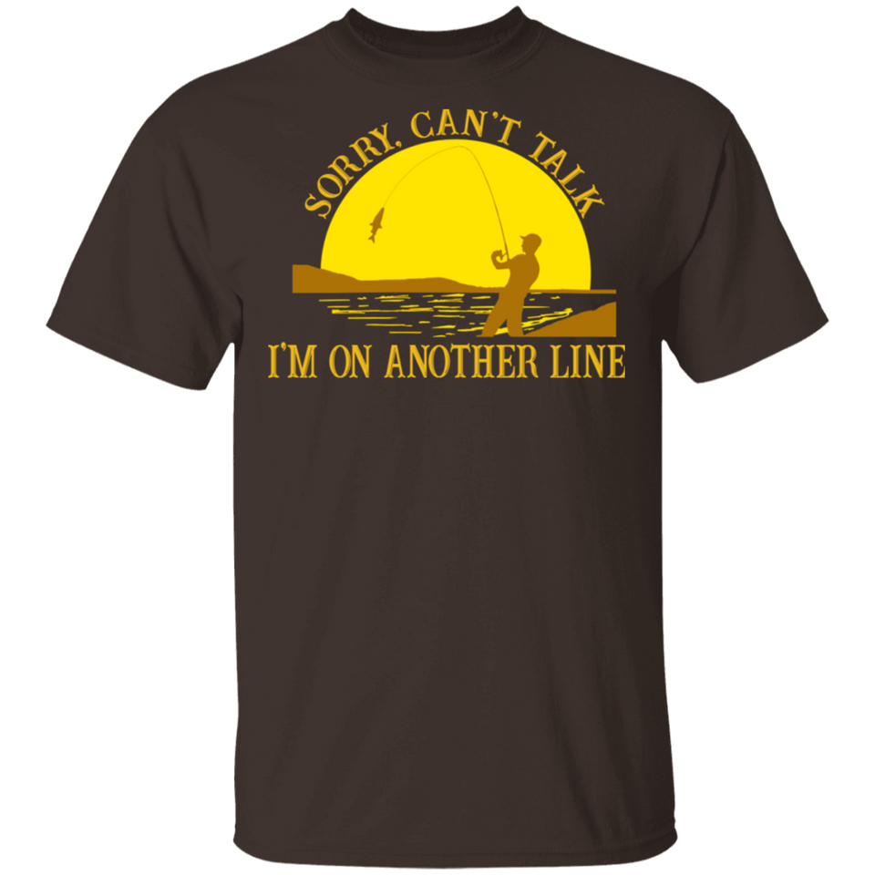 Sunset Sorry Can't Talk I'm On Another Line Fishing Shirt T-Shirt for Mens
