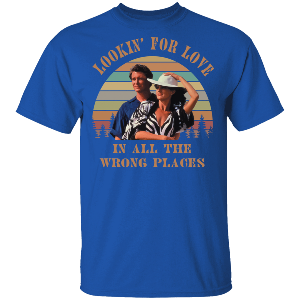 Lookin' for Love in All The Wrong Places Vintage Retro T-Shirt Country Music Bud Davis and Sissy Davis Urban Cowboy G500 5.3 oz. T-Shirt
