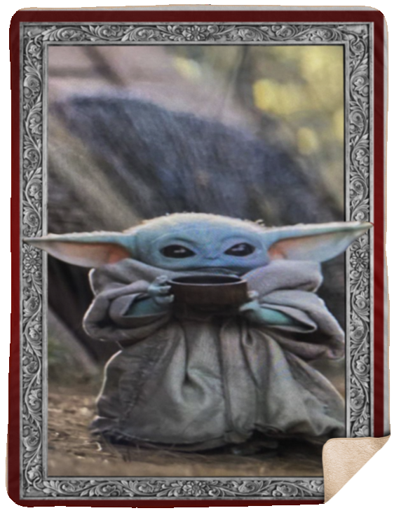 Baby Yoda Star-Wars Mandalorian Quilt - Baby Yoda Drink Soup Blanket - Sherpa Blanket - 60"x80"