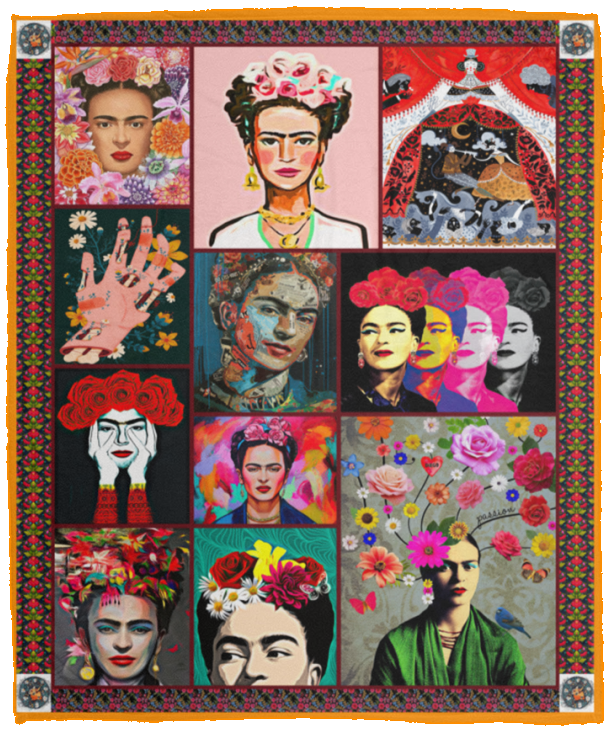 Paint By Your Mind Love Blanket, Frida Kahlo Fleece, Sherpa Blanket - VPM Cozy Plush Fleece Blanket - 50x60