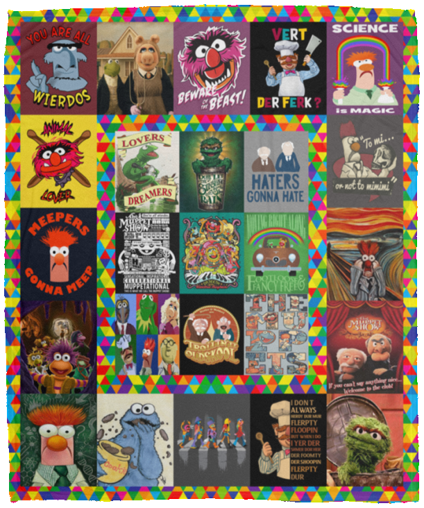 The Muppets Blanket Muppet Show Quilt Fleece Sherpa Throw Blanket - VPM Cozy Plush Fleece Blanket - 50x60