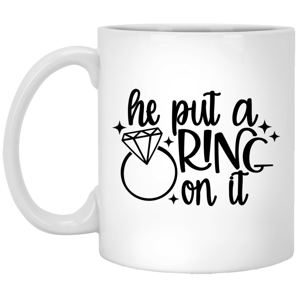 Jyotis - He Put A Ring On It Coffee Mug, ngagement Diamond Fiance Feyonce Engaged Party, Bride, Bridal Shower, Wedding, Getting Married, Coffee Tea Fiancee Gift Idea 11Oz