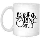 Jyotis - He Put A Ring On It Coffee Mug, ngagement Diamond Fiance Feyonce Engaged Party, Bride, Bridal Shower, Wedding, Getting Married, Coffee Tea Fiancee Gift Idea 11Oz