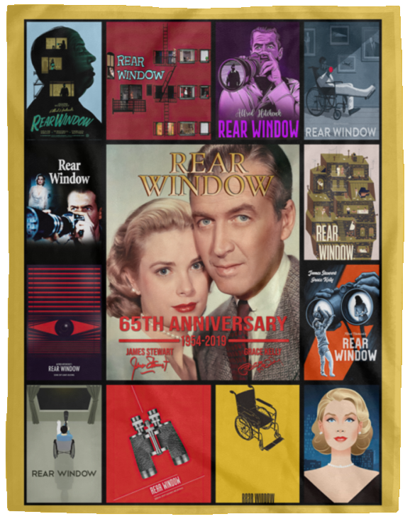 Rear Window Movie Fleece, Sherpa Blanket, James Stewart, Grace Kelly Quilt - VPL Cozy Plush Fleece Blanket - 60x80