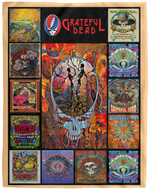 Grateful Dead Blanket, Grateful Dead Quilt, Fleece Sherpa Blanket Halloween V1 - VPL Cozy Plush Fleece Blanket - 60x80