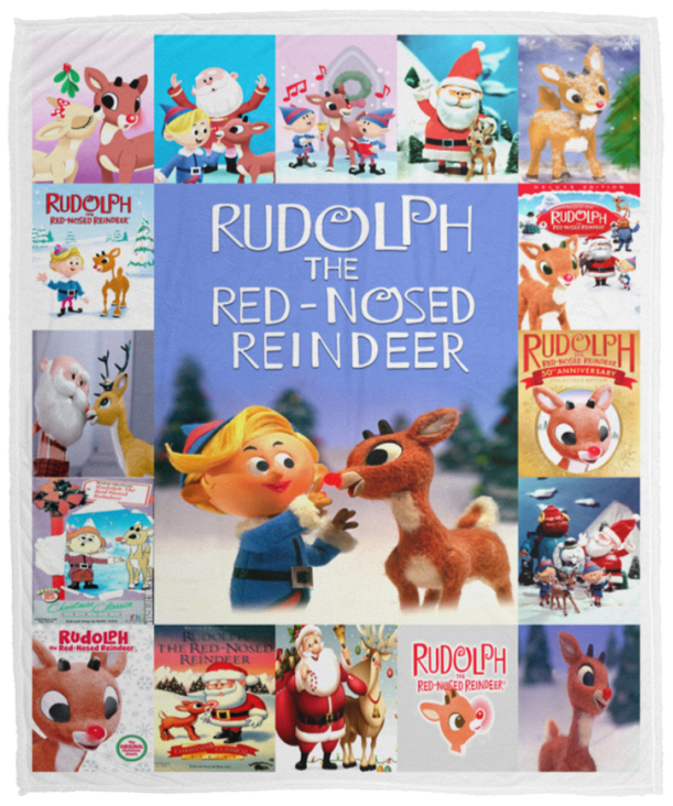 Rudolph The Red Nosed Reindeer Blanket Christmas TV special Quilt Fleece Sherpa - VPM Cozy Plush Fleece Blanket - 50x60
