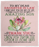 Mr.Jyotis to My Dear Daughter in Law I Gave You My Amazing Son Blanket, to My Dear Daughter-in-Law Blanket from Mother-in-Law Fleece Sherpa Blanket - Fleece Blanket - 50"x60"