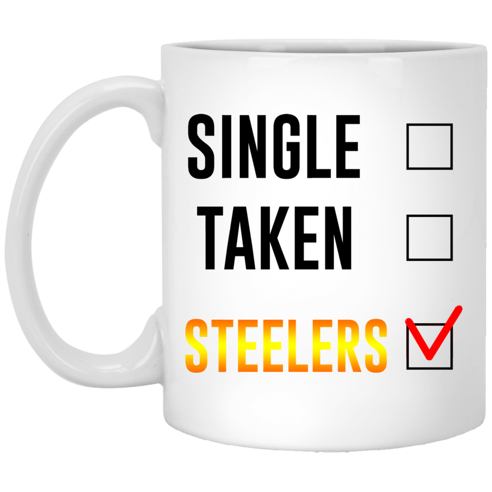 Single Taken Steelers Coffee Mug. Single, Taken, Steelers Coffee Mug, Perfect Fan Steelers Gift for Women and Girls, Gift for her, Steelers gift, Best friend gift, Gift for Steelers Fan 11oz