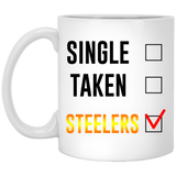 Single Taken Steelers Coffee Mug. Single, Taken, Steelers Coffee Mug, Perfect Fan Steelers Gift for Women and Girls, Gift for her, Steelers gift, Best friend gift, Gift for Steelers Fan 11oz