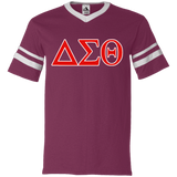 Delta 1913 Sigma Theta Paraphernalia T-Shirt Womens Delta Sigma Theta T-Shirt (360 Augusta V-Neck Sleeve Stripe Jersey)