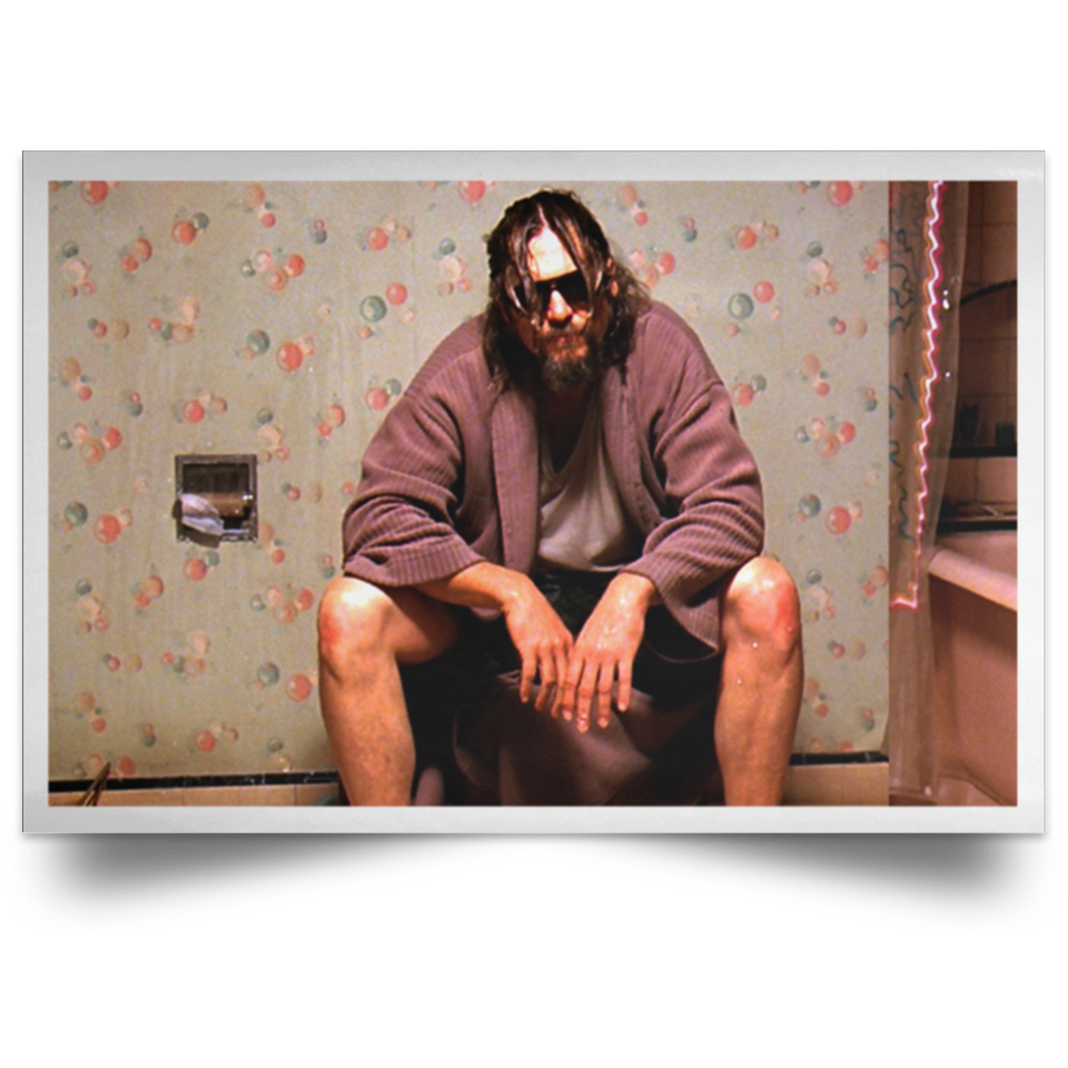 The Big Dudes Lebowski Bathroom Movie Poster-Funny Bathroom Art Print-Painting, The Dude - Big Lebowski Movie Poster - Funny Bathroom Art, Bathroom Print, Digital Oil Painting [No Frame] (24" x 16")