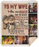 Mr.Jyotis Carl Ellie to My Wife You're Braver Than You Believe Quilt Blanket for Wife from Husband Blanket Gifts to My Wife Blanket Mother's Day Blanket, Sherpa Blanket - 50"x60"