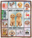 Just A Woman Who Loves Poodles Blanket Poodle Dog Quilt Fleece Warm and Soft - VPM Cozy Plush Fleece Blanket - 50x60