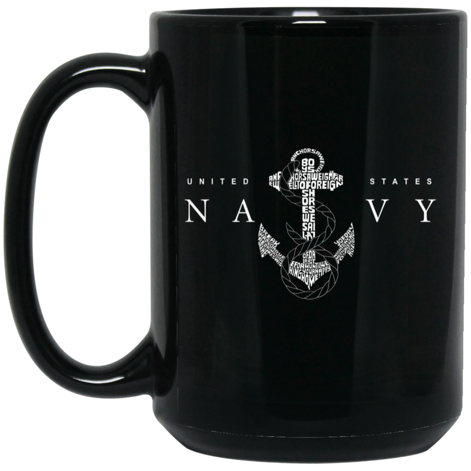 US NAVY LOGO Mug US NAVY Coffee Mug Funny Gift Black Mug Navy Veteran 15 oz. Black Mug