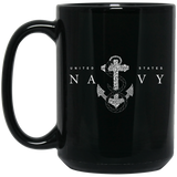 US NAVY LOGO Mug US NAVY Coffee Mug Funny Gift Black Mug Navy Veteran 15 oz. Black Mug