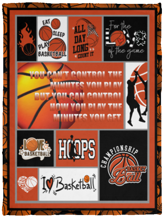 I Love Basketball Blanket Basketball Quilt Fleece Sherpa VPS Cozy Plush Fleece Blanket - 30x40