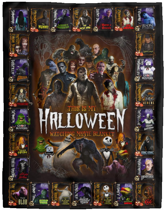 This is My Halloween Watching Movie Blanket Fictional Characters Fleece Blanket VPL Cozy Plush Fleece Blanket - 60x80