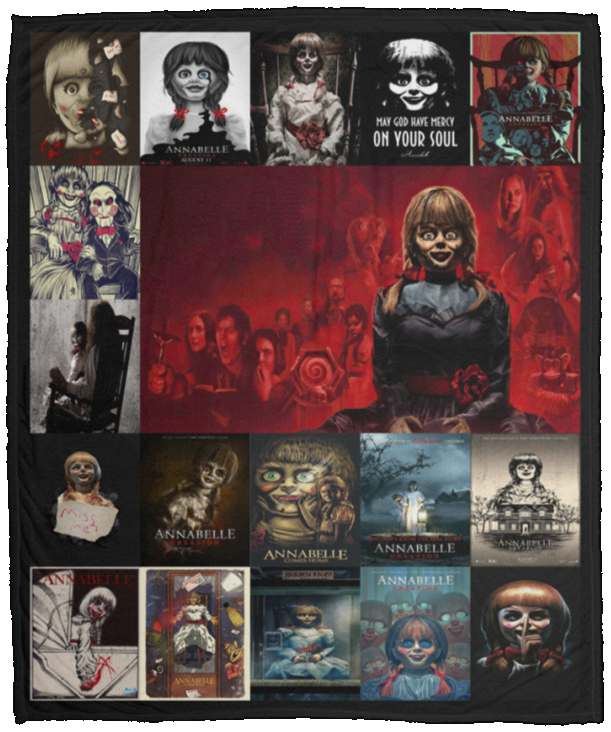 Annabelle Blankets, Haunted Doll Fleece Sherpa, Halloween Horror Movies Blankets VPM Cozy Plush Fleece Blanket - 50x60