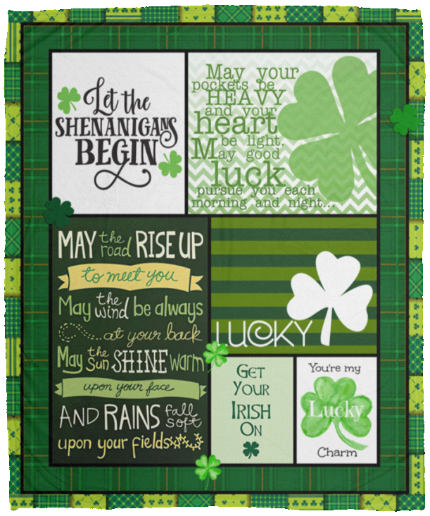 Irish St Patrick Day Blanket, Irish St Patrick Day Fleece, Sherpa Blanket VPM Cozy Plush Fleece Blanket - 50x60
