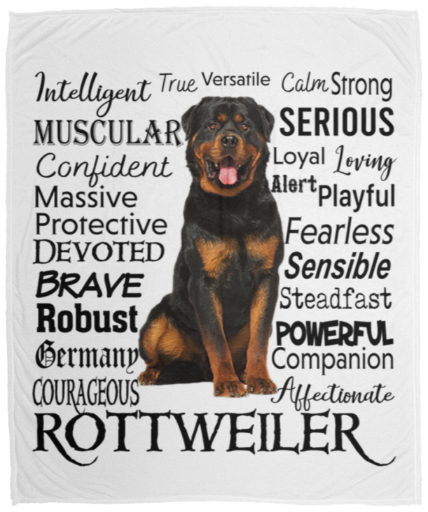 Rottie Traits Soft Fleece Throw Blanket Rottie Traits Blanket Rottweiler Blanket VPM Cozy Plush Fleece Blanket - 50x60