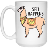 Jyotis - Spit Happens Llama Coffee Mug, Funny Coffee Mug, Hot Chocolate Mug, LLama, Alpaca, Cute Llama Coffee Mug, Mother's Day or Birthday Gift, Dis 15Oz
