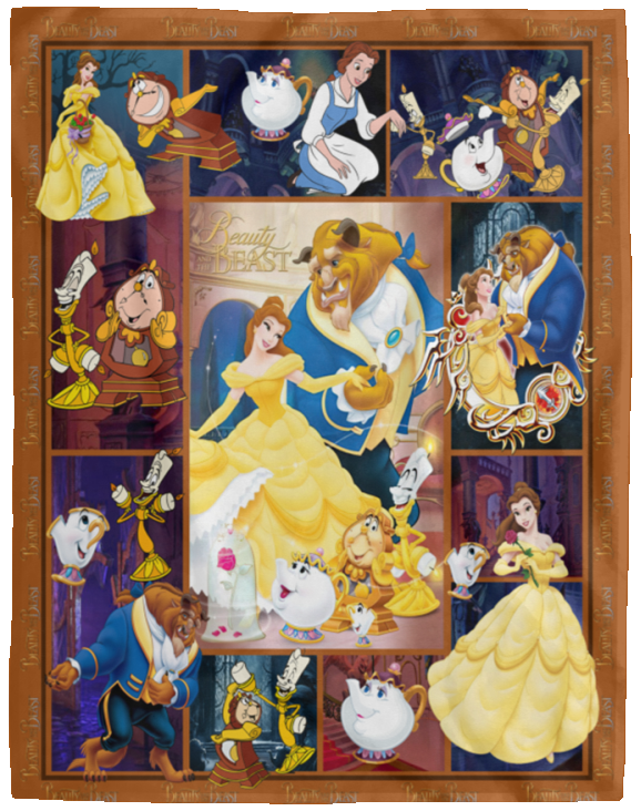 Beauty and the Beast Blanket, Beauty & the Beast 1991 Movie Quilt Fleece, Sherpa - VPL Cozy Plush Fleece Blanket - 60x80