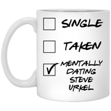 Funny Steve Urkel Mug. Single, Taken, Mentally Dating Coffee, Tea Cup. Perfect Novelty Gift Idea for Any Fan, Lover. Women, Men Boys, Girls. Birthday, Christmas 11 ounces.
