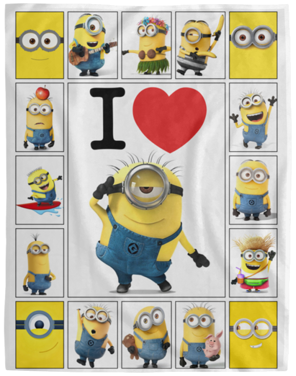 Minion Blanket, Despicable Me Fleece Blanket, I Love Minion Sherpa Blanket VPL Cozy Plush Fleece Blanket - 60x80