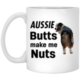 Funny Australian Shepherd Mug Aussie Butts Make Me Nuts Funny Australian Shepherd Lover Gift Coffee Mug Tea Cup White 11Oz