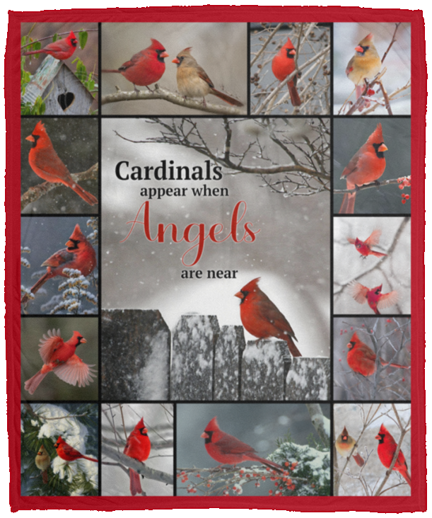 Cardinals Appear When Angel are Near Blanket Cardinal Gift Fleece or Sherpa Blankets - VPM Cozy Plush Fleece Blanket - 50x60