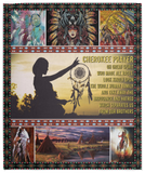 Native American - Cherokee Blanket Native American Quilt Fleece Sherpa Throw - VPM Cozy Plush Fleece Blanket - 50x60