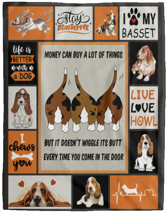 Basset Hound Blanket, Quilt, Fleece, Sherpa Blanket VPL Cozy Plush Fleece Blanket - 60x80