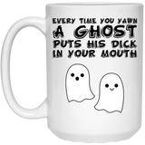 Adult Humor Mug Every time you yawn a Ghost puts his dick in your mouth, Halloween Mug, Halloween Gift, Halloween Decor, Ghost, Hocus Pocus Mug 15Oz