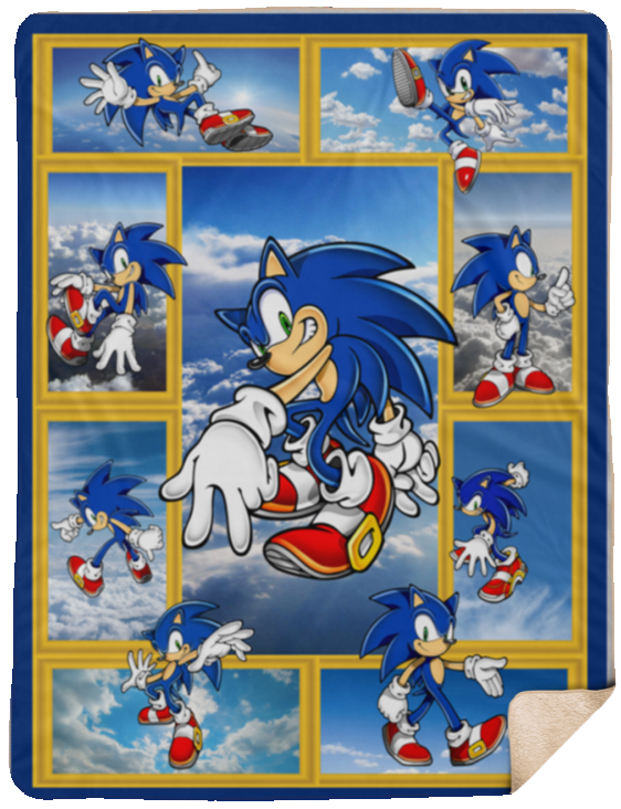 Cute Baby Sonic Blanket, Cute Sonic Blanket, Cartoon Kids Blanket, Sonic Hedgehog Game Blanket - Sherpa Blanket - 60x80