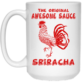 The Original Awesome Sauce Sriracha Coffee Mug, Sriracha Fan Coffee Mug, Cool Christmas Gift For Chili Hot Sauce Fans. Excellent Holiday Present or Birthdays Anniversaries 15Oz