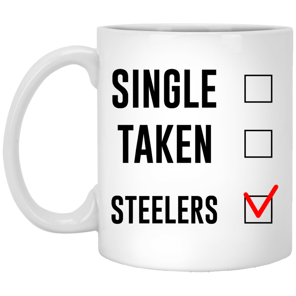 Single Taken Steelers Coffee Mug. Single, Taken, Steelers Coffee Mug, Perfect Fan Steelers Gift for Women and Girls, Gift for her, Steelers gift, Best friend gift, Gift for Steelers Fan 11oz