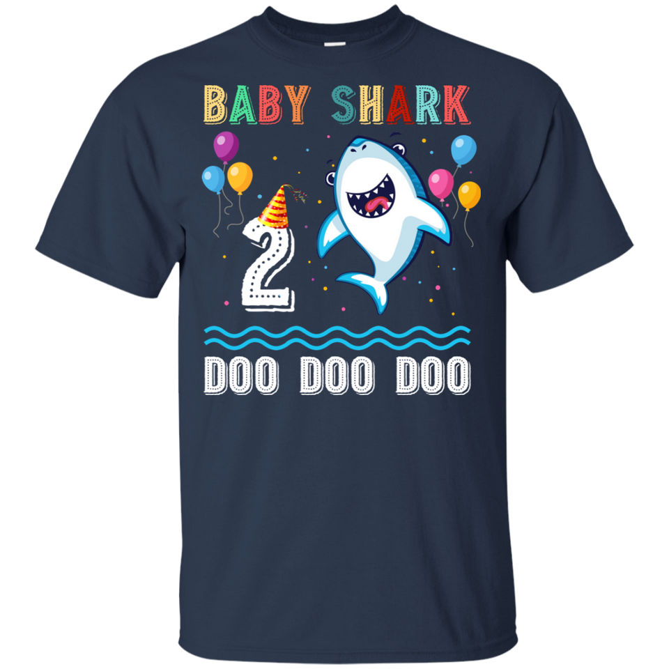 Kids Baby Shark Shirt Toddler 2nd birthday 2 Year Old Boy or Girl (G200B Gildan Youth Ultra Cotton T-Shirt)