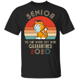 Senior Class Of 2020 Quarantine Shirt Graduation Vintage Cat T-Shirt