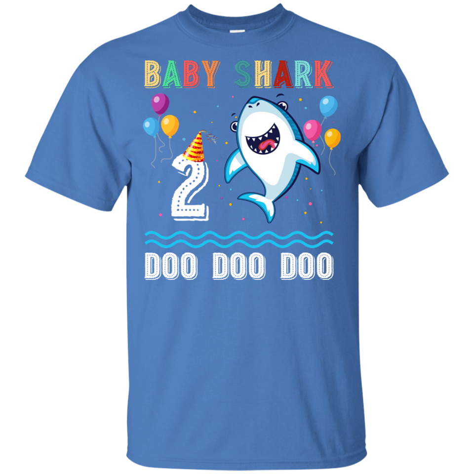 Kids Baby Shark Shirt Toddler 2nd birthday 2 Year Old Boy or Girl (G200B Gildan Youth Ultra Cotton T-Shirt)